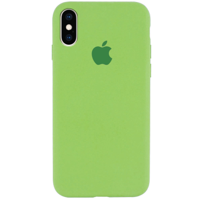 Накладка (з мікрофіброю) Apple Silicone Case для iPhone X/XS- м`ятно зелений
