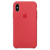 Накладка (з мікрофіброю) Apple Silicone Case для iPhone X/XS- темно кораловий