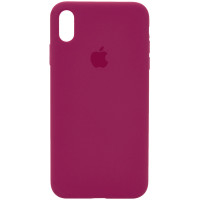 Накладка (з мікрофіброю) Apple Silicone Case для iPhone X/XS- червона троянда