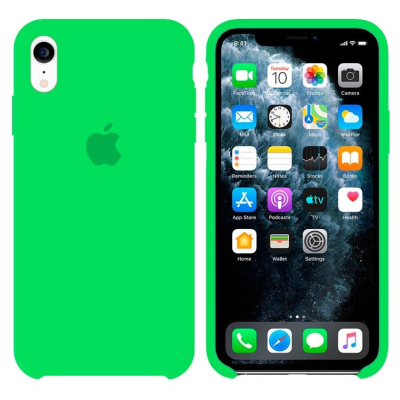 Накладка (з мікрофіброю) Apple Silicone Case для iPhone XR- №47 м`ятний