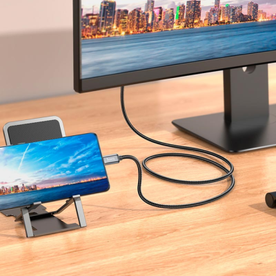 Кабель Hoco UA27 Type-C to HDMI (HDTV) on-screen HD 4K 30HZ 2m- сірий Кабель Hoco UA27 Type-C to HDMI (HDTV) on-screen HD 4K 30HZ 2m- сірий