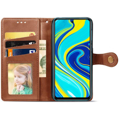 Чохол-книжка GETMAN Gallant шкіряний для Xiaomi Redmi Note 9 Pro / Note 9s- коричневий
