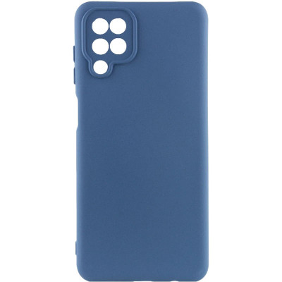 Накладка (з мікрофіброю) Silicone Cover Lakshmi Full Camera для Samsung A12 / A125 / M12- темно-синій