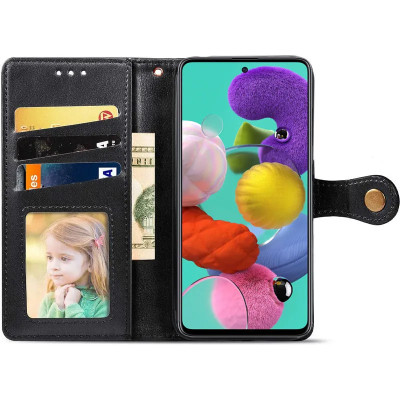 Чохол-книжка GETMAN Gallant шкіряний для Samsung A51 / A515- чорний Чохол-книжка GETMAN Gallant шкіряний для Samsung A51 / A515- чорний