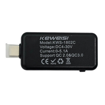 Type-C тестер цифровий Keweisi KWS-1802c- чорний