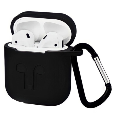 Чохол для Airpods 1/2 Full Case з карабіном- чорний Чохол для Airpods 1/2 Full Case з карабіном- чорний