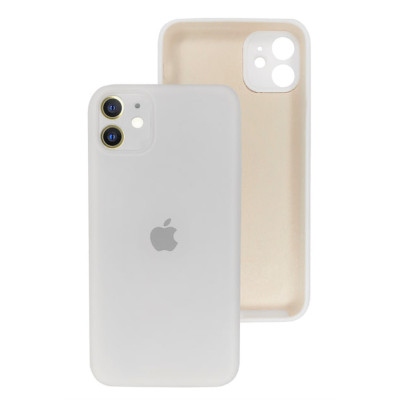 Накладка (з мікрофіброю) Silicon Case Full Camera для iPhone 11 (6.1) квадратні кути- білий