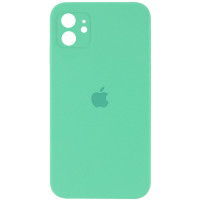 Накладка (з мікрофіброю) Silicon Case Full Camera для iPhone 11 квадратні кути- світло-бірюзовий