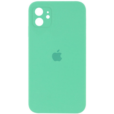 Накладка (з мікрофіброю) Silicon Case Full Camera для iPhone 11 квадратні кути- світло-бірюзовий