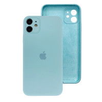 Накладка (з мікрофіброю) Silicon Case Full Camera для iPhone 11 (6.1) квадратні кути- блакитний