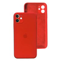 Накладка (з мікрофіброю) Silicon Case Full Camera для iPhone 11 (6.1) квадратні кути- червоний