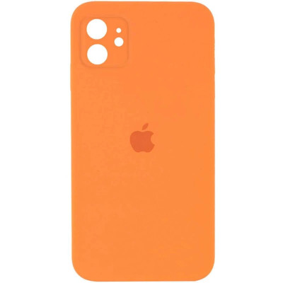 Накладка (з мікрофіброю) Silicon Case Full Camera для iPhone 11 (6.1) квадратні кути- помаранчевий