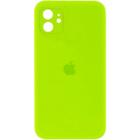 Накладка (з мікрофіброю) Silicon Case Full Camera для iPhone 11 (6.1) квадратні кути- салатовий