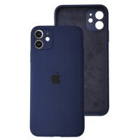 Накладка (з мікрофіброю) Silicon Case Full Camera для iPhone 11 (6.1) квадратні кути- нічний синій