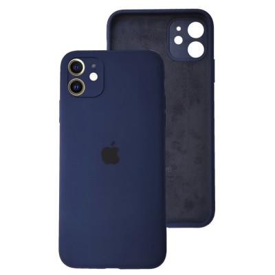 Накладка (з мікрофіброю) Silicon Case Full Camera для iPhone 11 (6.1) квадратні кути- нічний синій