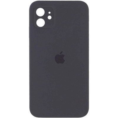 Накладка (з мікрофіброю) Silicon Case Full Camera для iPhone 11 (6.1) квадратні кути- темно-синій