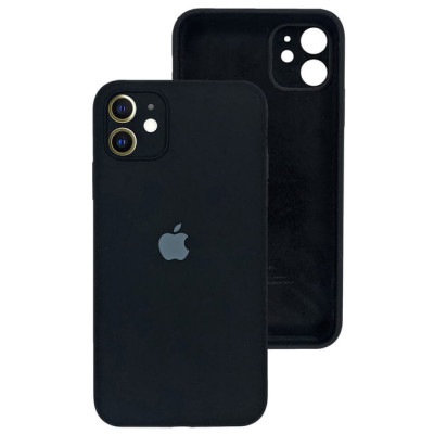 Накладка (з мікрофіброю) Silicon Case Full Camera для iPhone 11 (6.1) квадратні кути- чорний