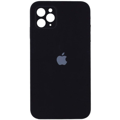 Накладка (з мікрофіброю) Silicon Case Full Camera для iPhone 11 Pro (5.8") квадратні кути- чорний