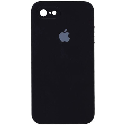 Накладка (з мікрофіброю) Silicon Case Full Camera для iPhone 7 / 8 / SE (2020) квадратні кути- чорний