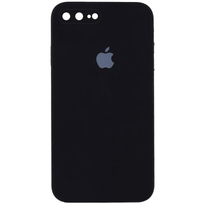Накладка (з мікрофіброю) Silicon Case Full Camera для iPhone 7 plus / 8 plus квадратні кути- чорний