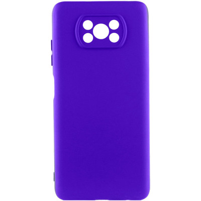 Накладка (з мікрофіброю) Silicone Cover Lakshmi Full Camera для Xiaomi Poco X3 / Poco X3 Pro- ультра-синій