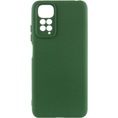 Накладка (з мікрофіброю) Silicone Cover Lakshmi Full Camera для Xiaomi Redmi Note 11 4G / Note 11S- темно-зелений