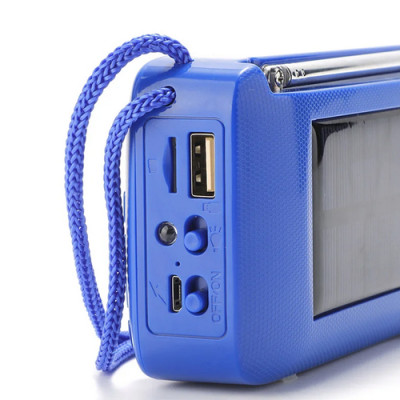 Bluetooth колонка TG368 (гучний зв'язок, радіо, сонячна панель)- синій