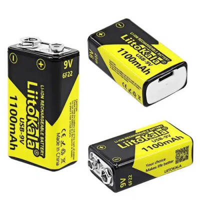 Акумулятор 6F22 (крона) LiitoKala USB-9V / 1100mAh Original