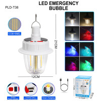 Лампочка LED світлодіодна з акумулятором T38-COB+SMD (RGB, 2x18650, сонячна батарея, крюк, ЗП Type-C) Лампочка LED світлодіодна з акумулятором T38-COB+SMD (RGB, 2x18650, сонячна батарея, крюк, ЗП Type-C)