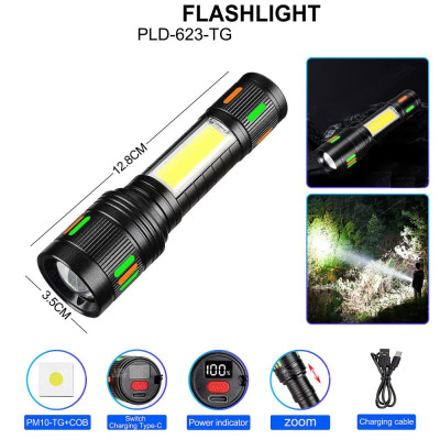 Ліхтарик Night Vision fluorescence 623-TG+COB, Li-Ion акум., ЗП Type-C, індикація заряда, zoom Ліхтарик Night Vision fluorescence 623-TG+COB, Li-Ion акум., ЗП Type-C, індикація заряда, zoom