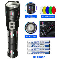 Ліхтарик Night Vision fluorescence AK177-White laser LED PM60-TG, 8х18650, power bank, ЗП Type-C, zoom, 5 фільтрів Ліхтарик Night Vision fluorescence AK177-White laser LED PM60-TG, 8х18650, power bank, ЗП Type-C, zoom, 5 фільтрів