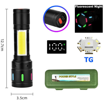 Ліхтарик Night Vision fluorescence BL-627-TG+COB, Li-Ion акумулятор, індикація заряда, ЗП Type-C, zoom Ліхтарик Night Vision fluorescence BL-627-TG+COB, Li-Ion акумулятор, індикація заряда, ЗП Type-C, zoom
