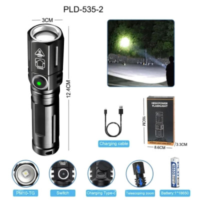 Ліхтарик PLD-535-2 White laser LED PM10-TG, 1x18650, ЗП Type-C, zoom Ліхтарик PLD-535-2 White laser LED PM10-TG, 1x18650, ЗП Type-C, zoom