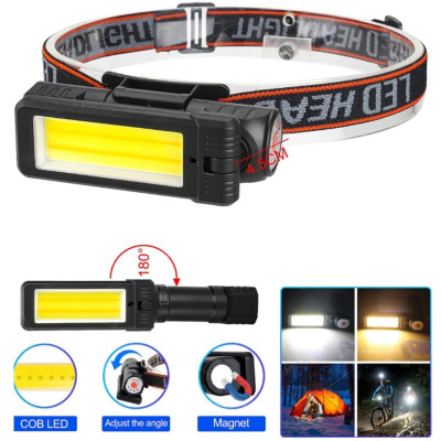Ліхтарик WORKLIGHT 2 в 1 (кемпінг+кріплення на голову) 5305-COB (White+Yellow), Li-Ion акумулятор, поворот 180º, магніт, ЗУ Type-C
