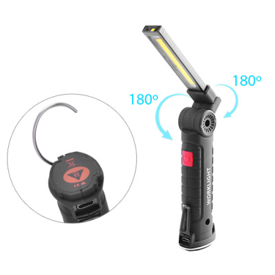 Ліхтарик WORKLIGHT W52-SMD+COB (White+red), Li-Ion акум., поворот180º+180º, магніт, зажим, крюк, ЗП microUSB Ліхтарик WORKLIGHT W52-SMD+COB (White+red), Li-Ion акум., поворот180º+180º, магніт, зажим, крюк, ЗП microUSB
