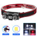 Ліхтарик налобний 6532-3030+SMD (White+RED), Motion Sensor, Li-Ion акумулятор, ЗУ Type-C, кліпса, магніт
