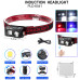 Ліхтарик налобний 6541-3030+SMD (White+RED+BLUE), Motion Sensor, Li-Ion акумулятор, ЗУ Type-C, кліпса, магніт