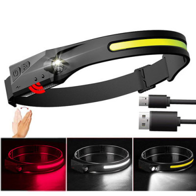Ліхтарик налобний BL-W689-1/5808А-LM+COB(White+red), Motion Sensor, Li-Ion акумулятор, ЗУ Type-C