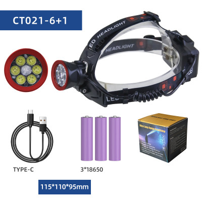 Ліхтарик налобний CT021 6+1 ULTRA LED, 3x18650, power bank, ЗУ Type-C