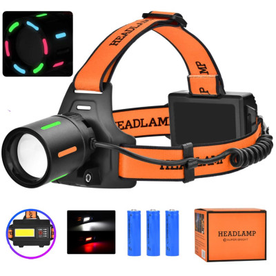 Ліхтарик налобний Night Vision fluorescence BL-T67-TG+COB (White+red), 3x18650, 1 режим, power bank, ЗУ Type-C, zoom Ліхтарик налобний Night Vision fluorescence BL-T67-TG+COB (White+red), 3x18650, 1 режим, power bank, ЗУ Type-C, zoom