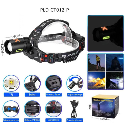 Ліхтарик налобний Night Vision fluorescence CT012-P-TG, 2x18650, ЗУ Type-C, signal light, zoom Ліхтарик налобний Night Vision fluorescence CT012-P-TG, 2x18650, ЗУ Type-C, signal light, zoom