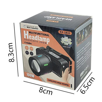 Ліхтарик налобний Night Vision fluorescence KX-1832-TG, Motion Sensor, Li-Ion акумулятор,, індикація заряда, ЗУ Type-C, zoom Ліхтарик налобний Night Vision fluorescence KX-1832-TG, Motion Sensor, Li-Ion акумулятор,, індикація заряда, ЗУ Type-C, zoom