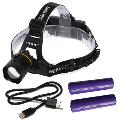 Ліхтарик налобний PLD-8059-P50+UV, 2x18650, ЗУ Type-C, zoom Ліхтарик налобний PLD-8059-P50+UV, 2x18650, ЗУ Type-C, zoom