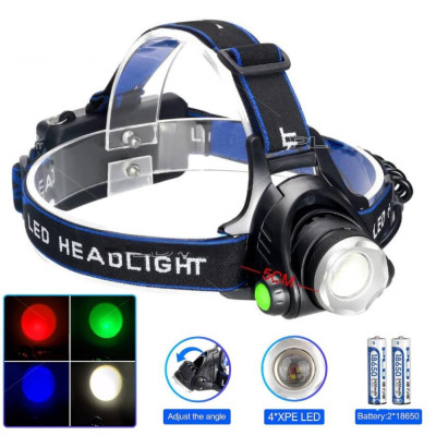 Ліхтарик налобний PLD-V9-F-4XPE (RGB), 2x18650, ЗУ 220V/12V, zoom Ліхтарик налобний PLD-V9-F-4XPE (RGB), 2x18650, ЗУ 220V/12V, zoom