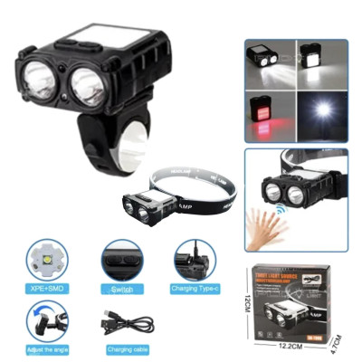 Ліхтарик налобний SH-T808-2XPE+20SMD (White+red), Motion Sensor, Li-Ion акумулятор, ЗУ Type-C Ліхтарик налобний SH-T808-2XPE+20SMD (White+red), Motion Sensor, Li-Ion акумулятор, ЗУ Type-C