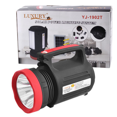 Ліхтарь перносний Luxury 1902 T, 5W+22SMD, 2 лампи 3W, power bank, встр. акумулятор, сонячна батарея, ЗУ 220V