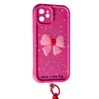 Накладка Lucky Bow Case для iPhone 12- яскраво-рожевий