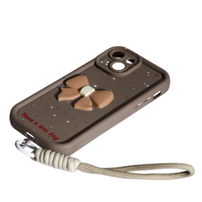 Накладка Lucky Bow Case для iPhone 13- коричневий Накладка Lucky Bow Case для iPhone 13- коричневий