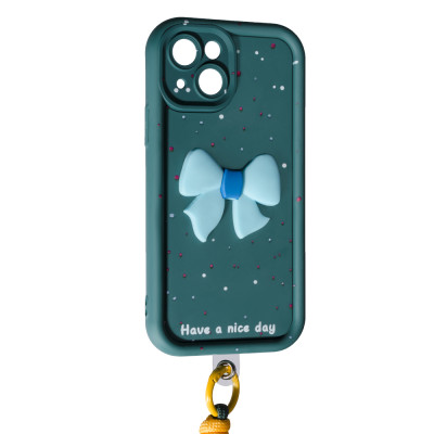 Накладка Lucky Bow Case для iPhone 13- темно-зелений