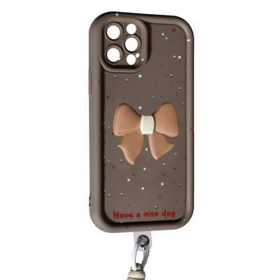 Накладка Lucky Bow Case для iPhone 13 Pro Max- коричневий